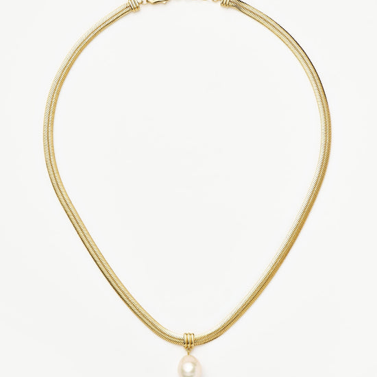 Baroque Pearl Snake Chain Pendant Necklace | 18k Gold Plated Vermeil/Pearl Necklaces Missoma 