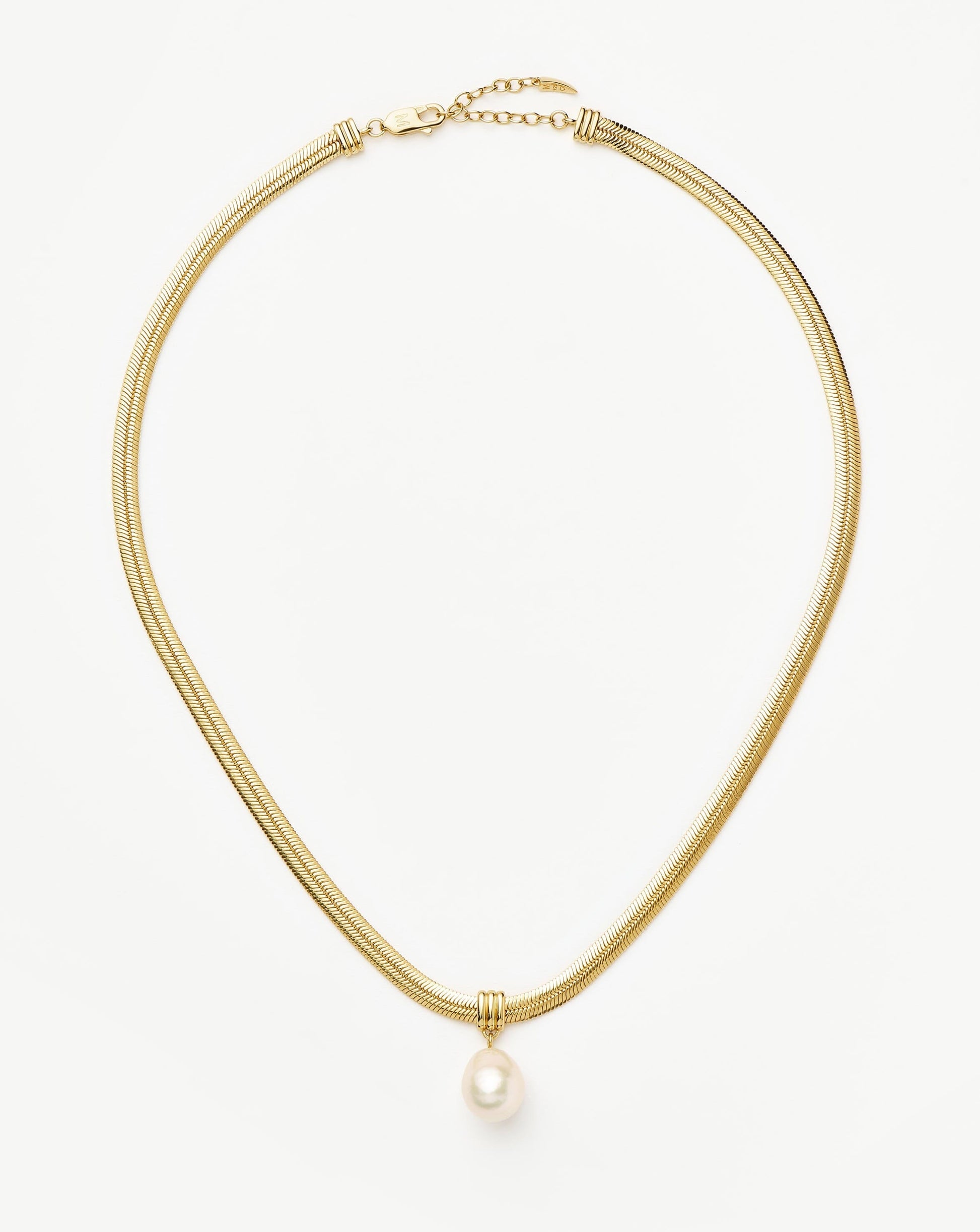 Baroque Pearl Snake Chain Pendant Necklace | 18k Gold Plated Vermeil/Pearl Necklaces Missoma 