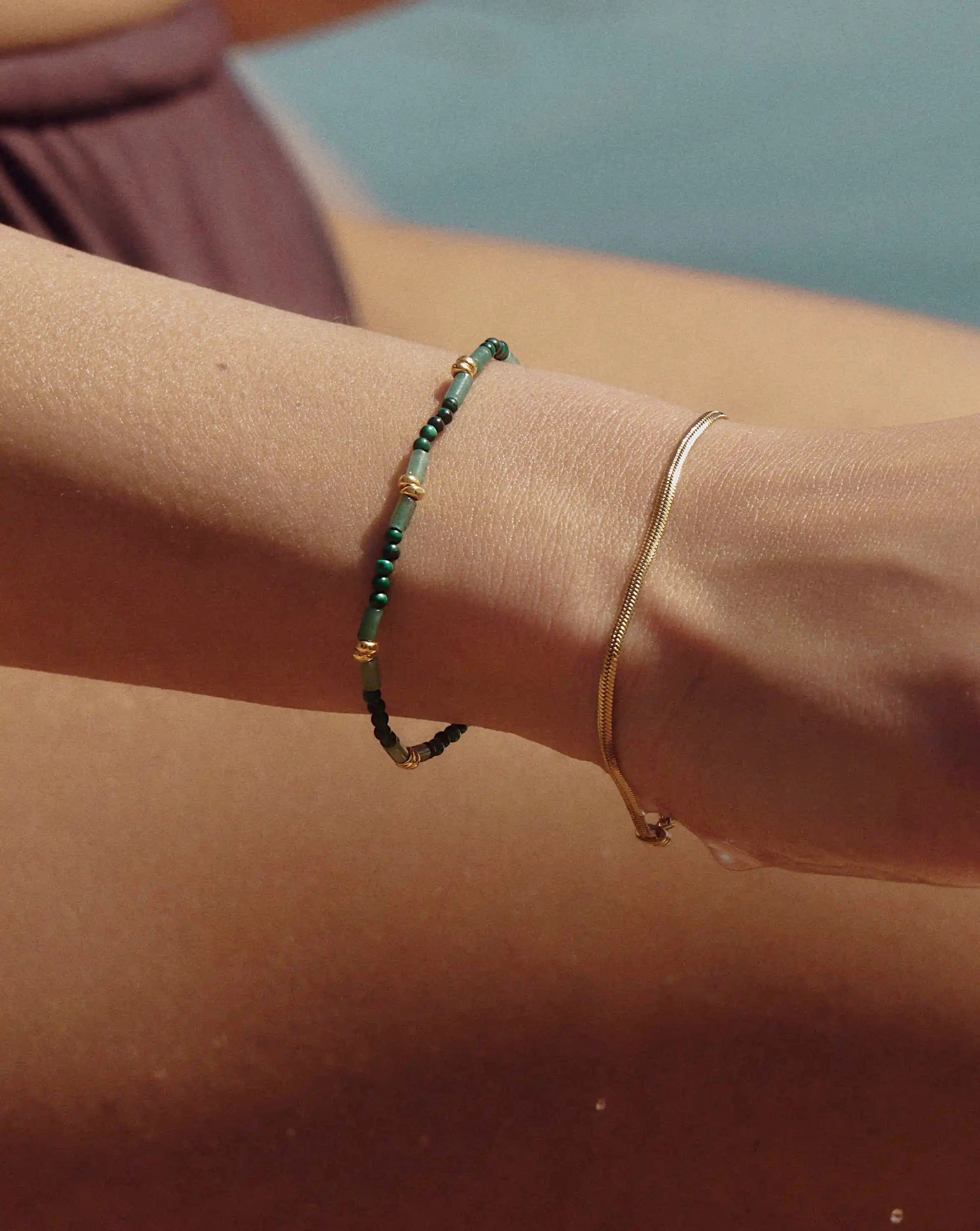Beaded Gemstone Bracelet | 18k Gold Plated/Mojito Green Bracelets Missoma 