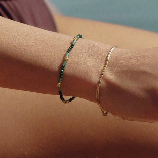 Beaded Gemstone Bracelet | 18k Gold Plated/Mojito Green Bracelets Missoma 