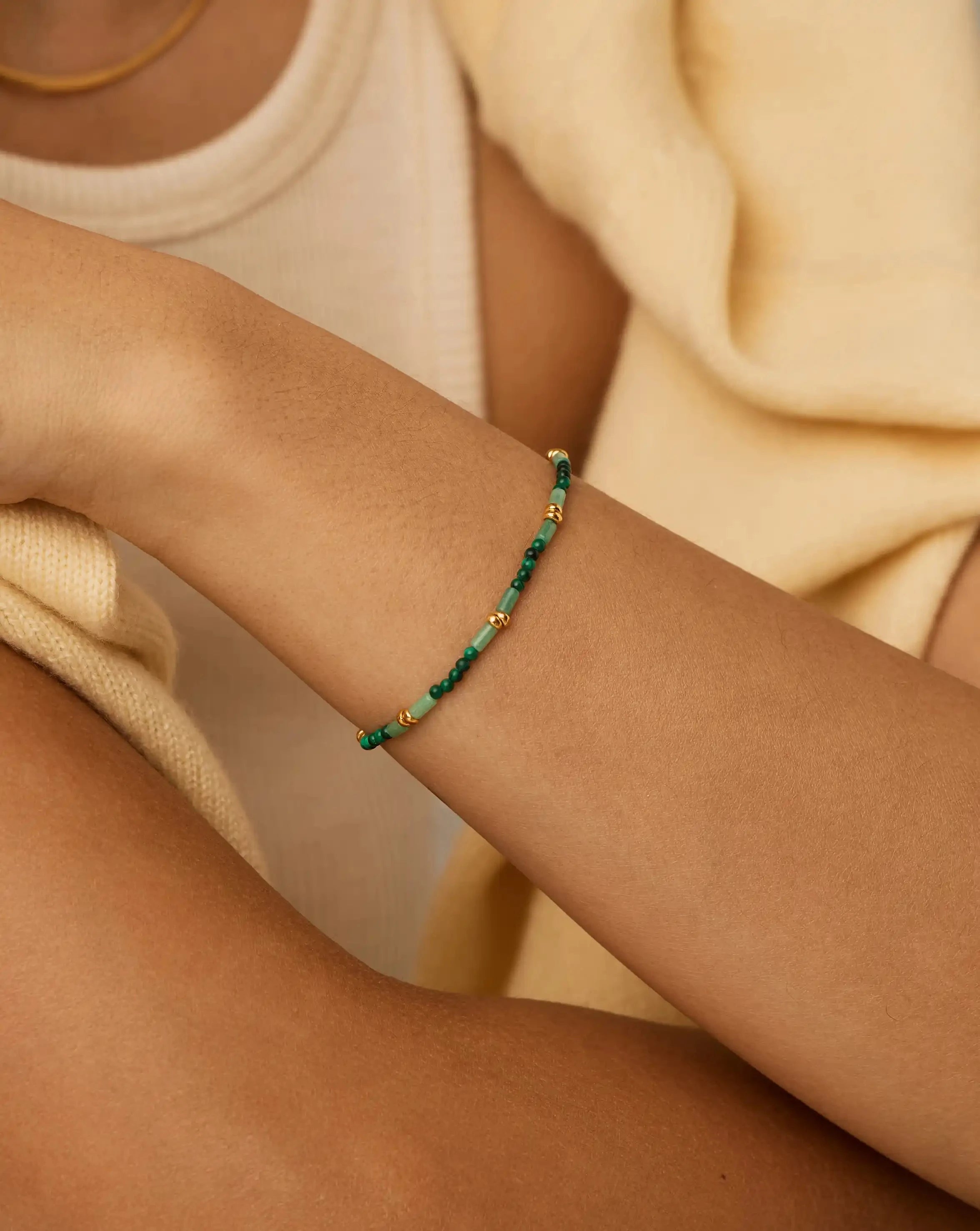 Beaded Gemstone Bracelet | 18k Gold Plated/Mojito Green Bracelets Missoma 