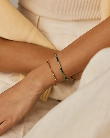 Beaded Gemstone Bracelet | 18k Gold Plated/Mojito Green Bracelets Missoma 