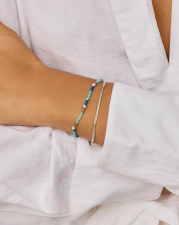 Beaded Gemstone Bracelet | Silver Plated/Lagoon Blue Bracelets Missoma 
