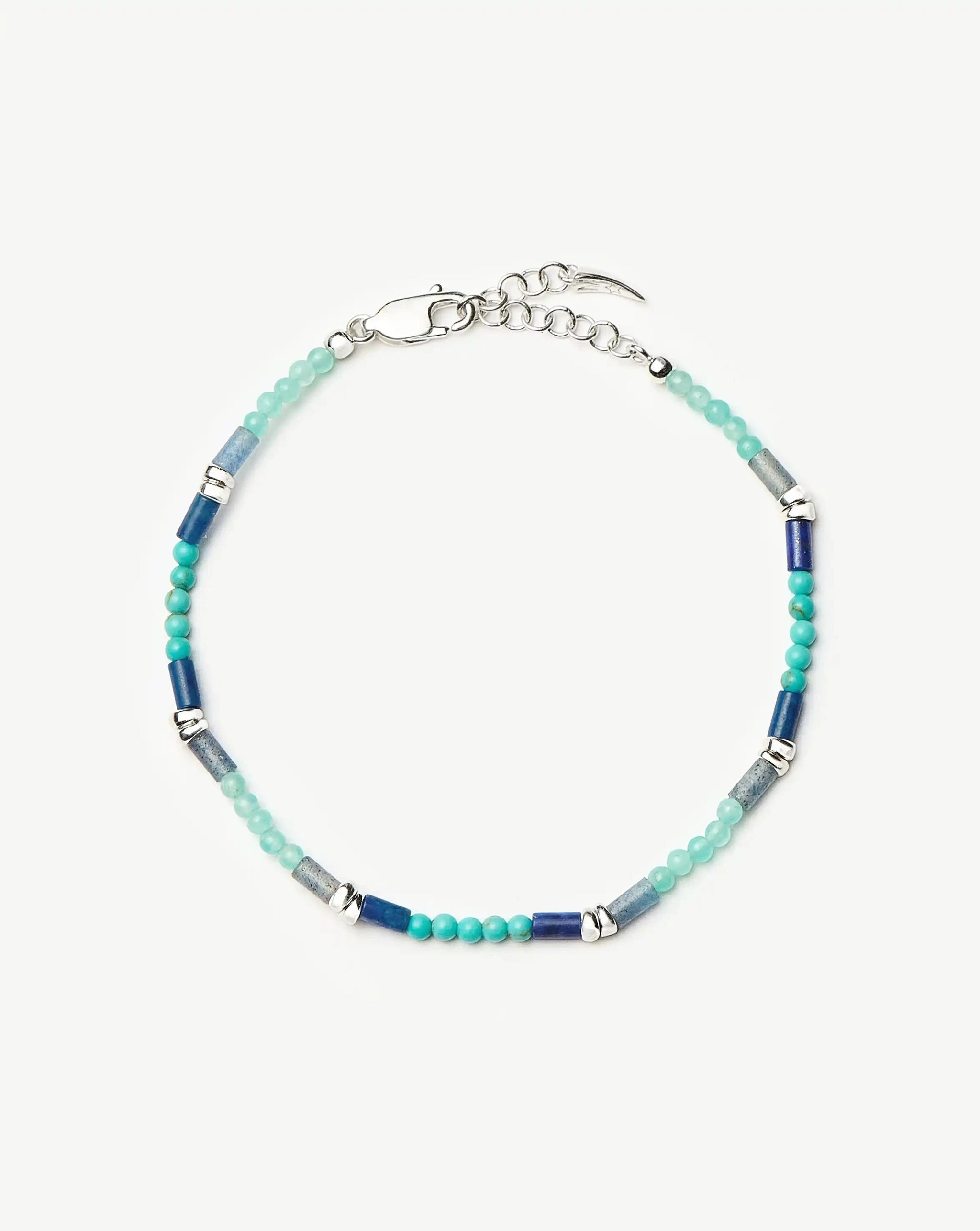 Beaded Gemstone Bracelet | Silver Plated/Lagoon Blue Bracelets Missoma 