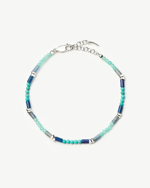 Beaded Gemstone Bracelet | Silver Plated/Lagoon Blue