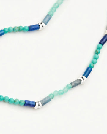 Beaded Gemstone Bracelet | Silver Plated/Lagoon Blue Bracelets Missoma 