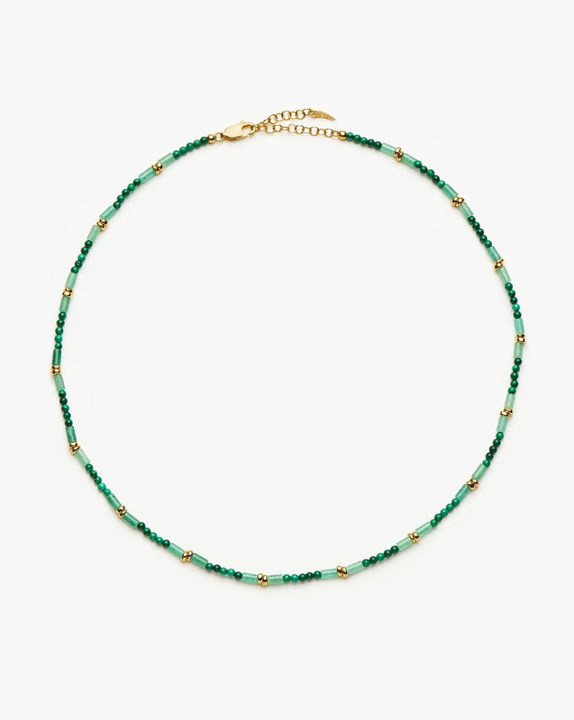 Beaded Gemstone Choker | 18k Gold Plated/Mojito Green