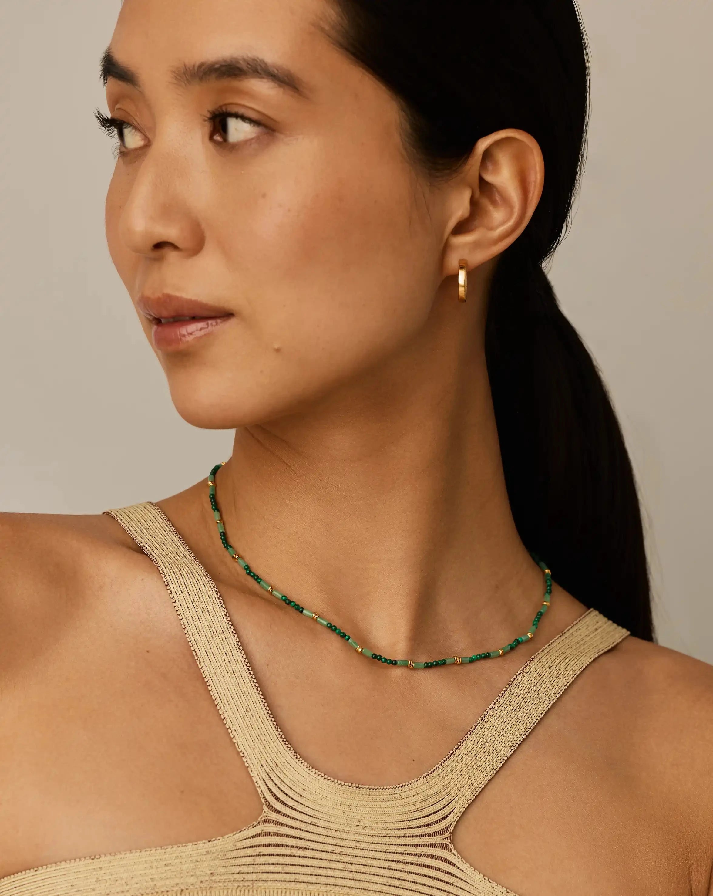 Beaded Gemstone Choker | 18k Gold Plated/Mojito Green Necklaces Missoma 