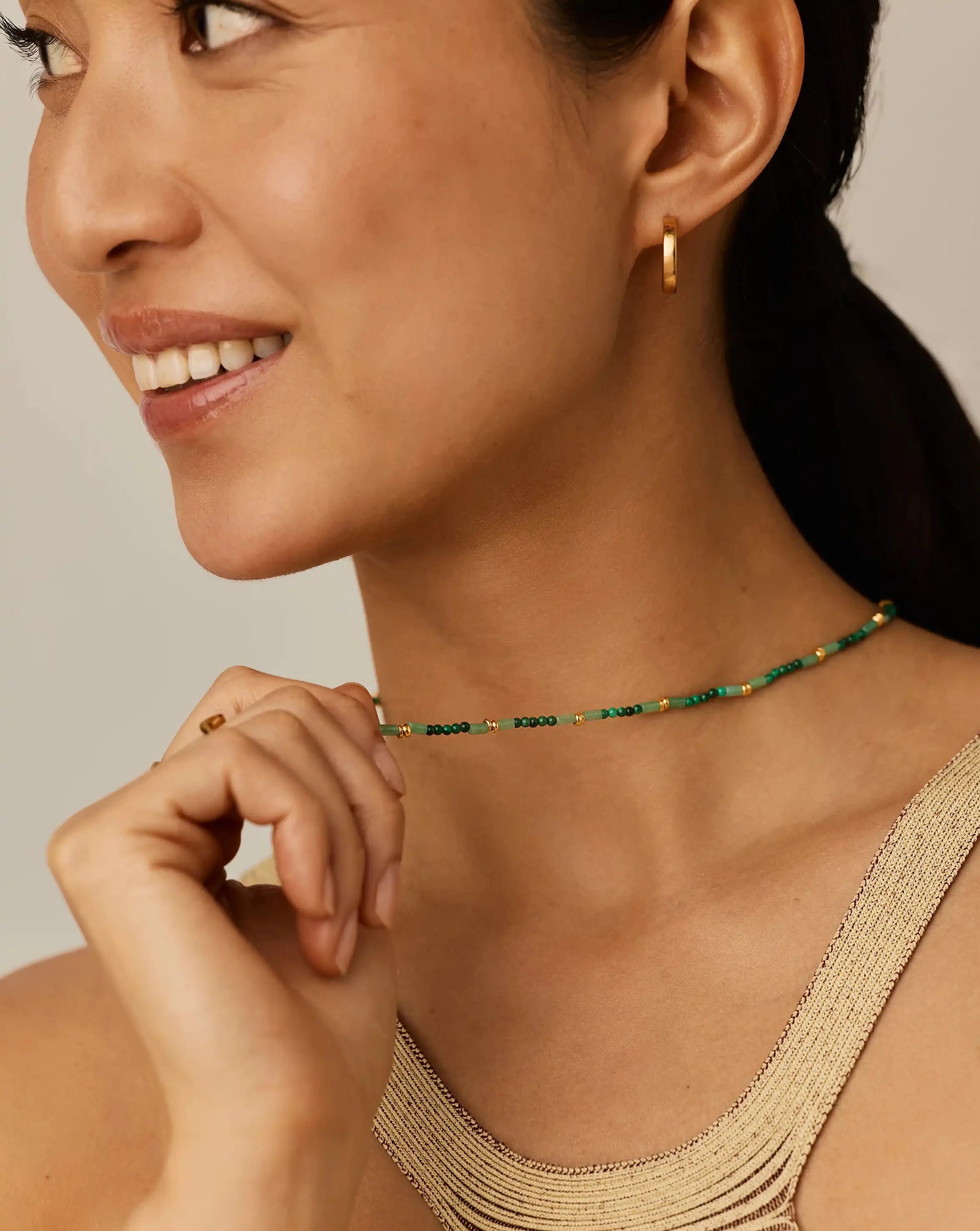 Beaded Gemstone Choker | 18k Gold Plated/Mojito Green Necklaces Missoma 