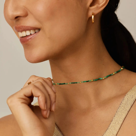 Beaded Gemstone Choker | 18k Gold Plated/Mojito Green Necklaces Missoma 