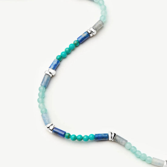 Beaded Gemstone Choker | Silver Plated/Lagoon Blue Necklaces Missoma 