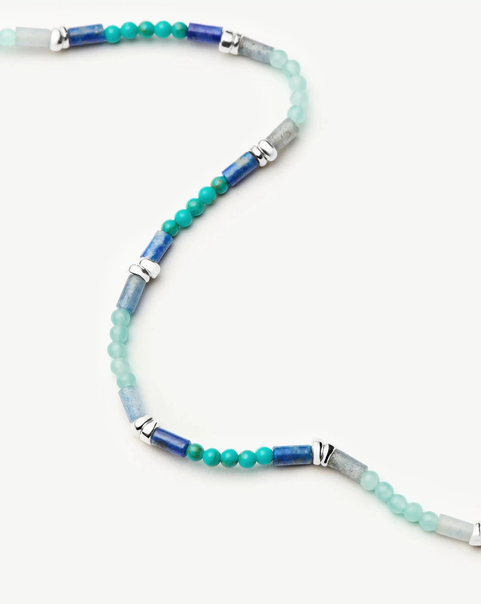Beaded Gemstone Choker | Silver Plated/Lagoon Blue Necklaces Missoma 