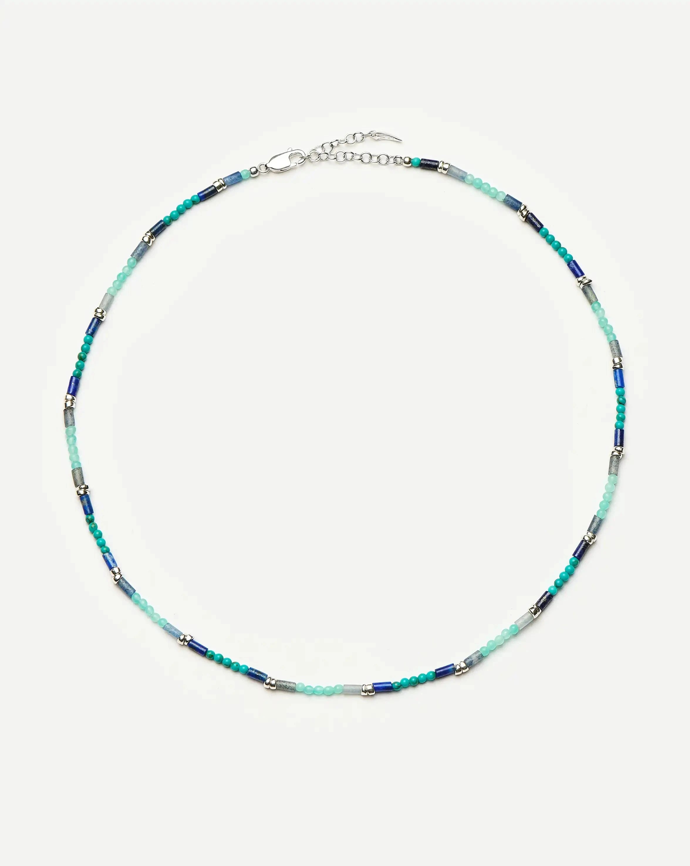 Beaded Gemstone Choker | Silver Plated/Lagoon Blue Necklaces Missoma 