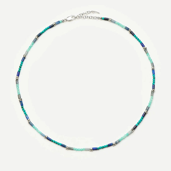 Beaded Gemstone Choker | Silver Plated/Lagoon Blue Necklaces Missoma 
