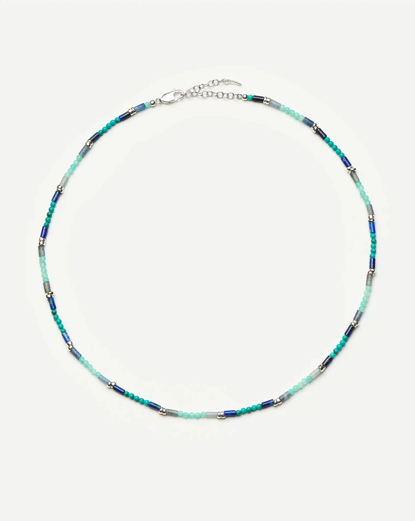 Beaded Gemstone Choker | Silver Plated/Lagoon Blue Necklaces Missoma 
