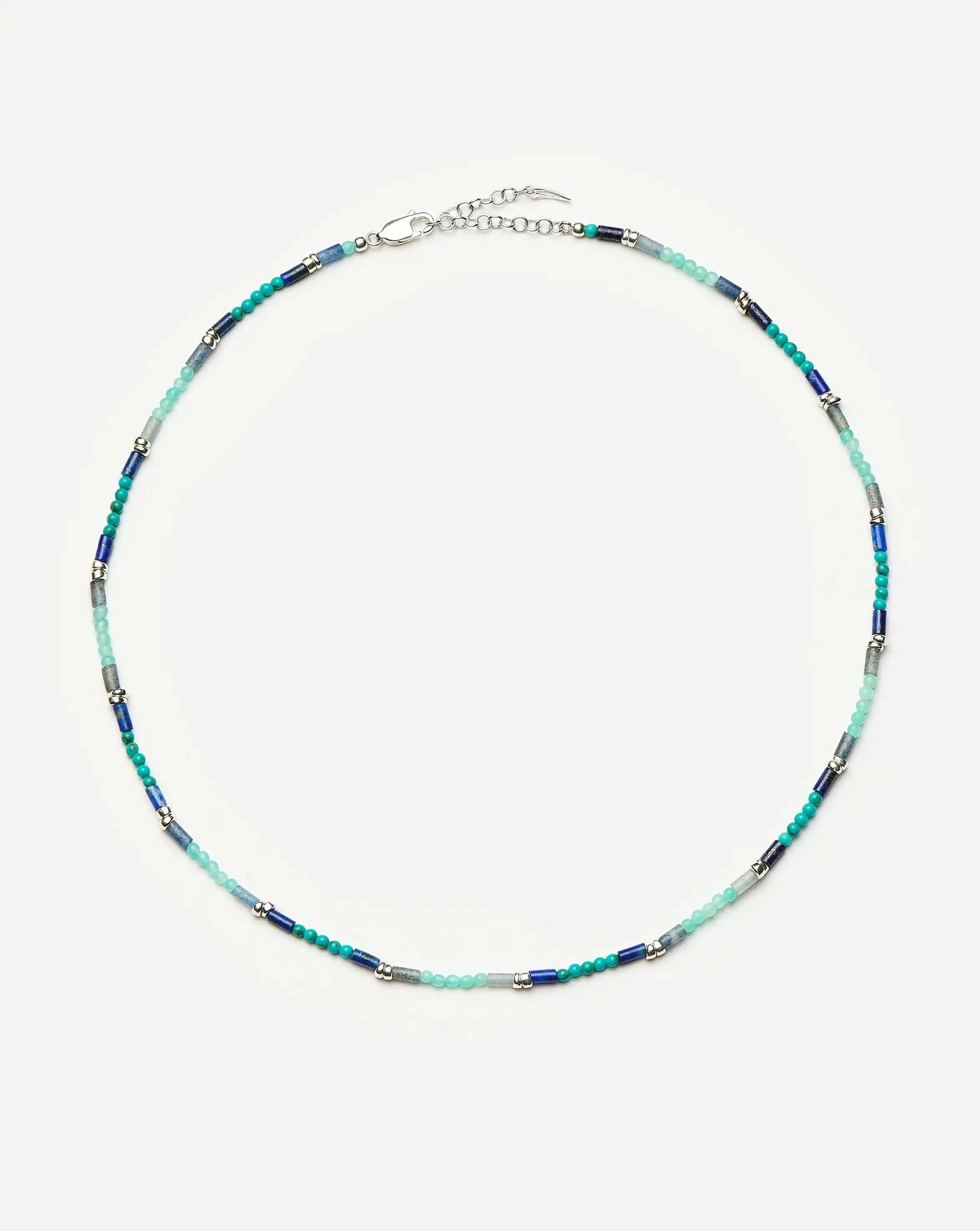 Beaded Gemstone Choker | Silver Plated/Lagoon Blue Necklaces Missoma 