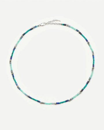 Beaded Gemstone Choker | Silver Plated/Lagoon Blue Necklaces Missoma 