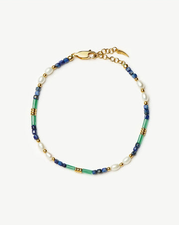 Beaded Gemstone & Pearl Bracelet | 18k Gold Plated/Lagoon Blue Bracelets Missoma 