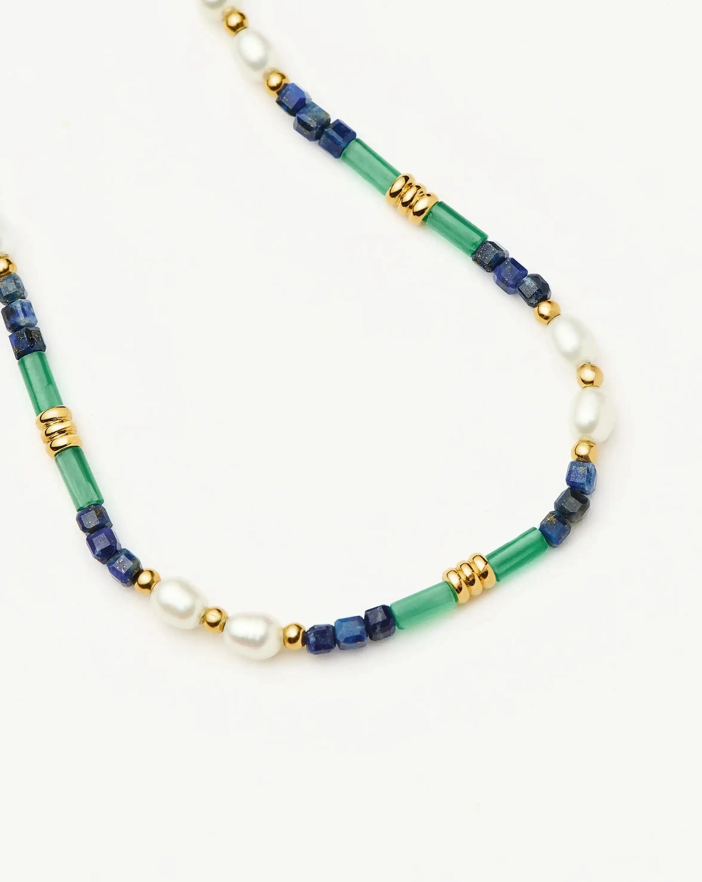 Beaded Gemstone & Pearl Bracelet | 18k Gold Plated/Lagoon Blue Bracelets Missoma 