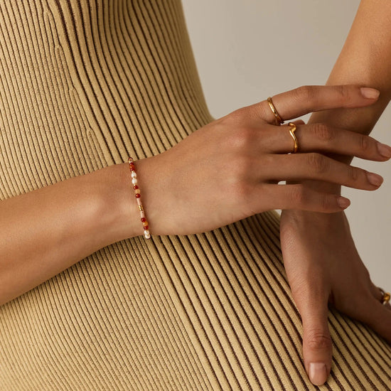 Beaded Gemstone & Pearl Bracelet | 18k Gold Plated/Paloma Pink Bracelets Missoma 