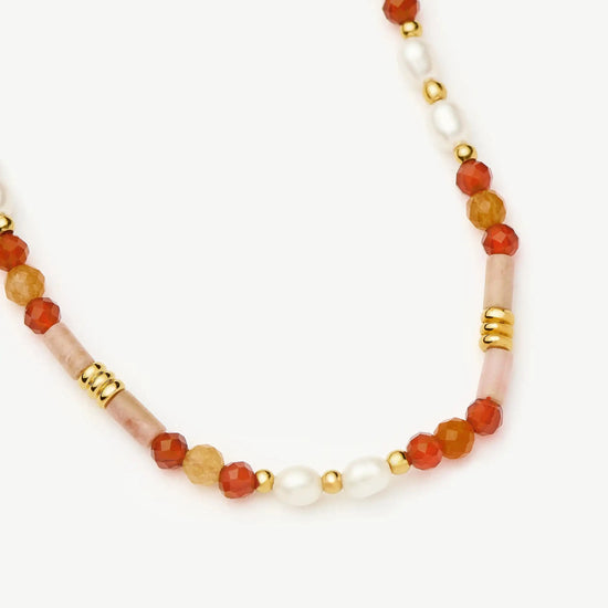 Beaded Gemstone & Pearl Bracelet | 18k Gold Plated/Paloma Pink Bracelets Missoma 