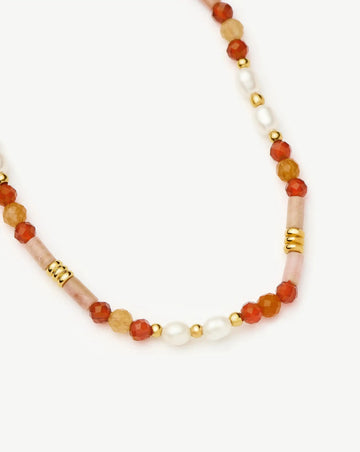 Beaded Gemstone & Pearl Bracelet | 18k Gold Plated/Paloma Pink Bracelets Missoma 