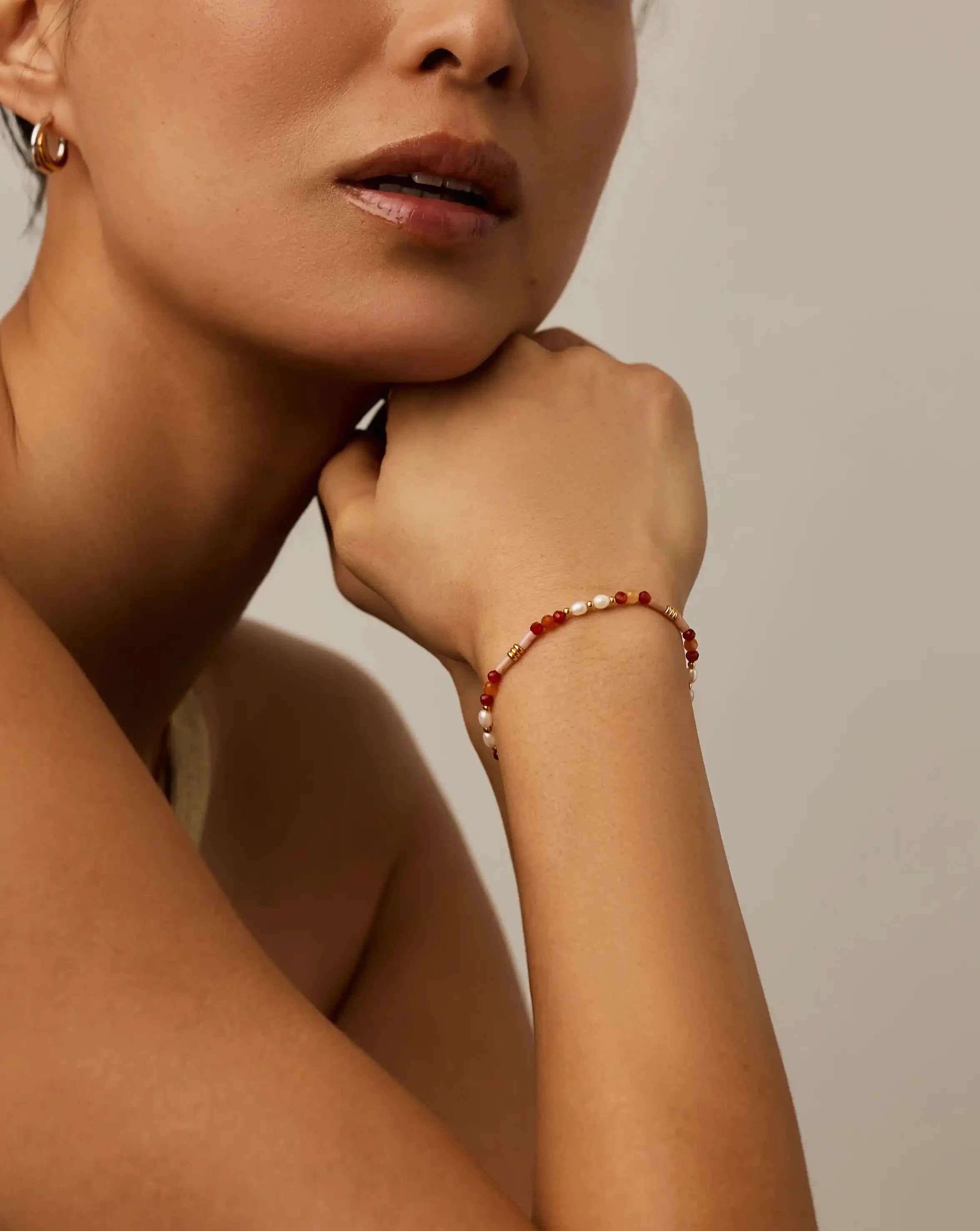 Beaded Gemstone & Pearl Bracelet | 18k Gold Plated/Paloma Pink Bracelets Missoma 