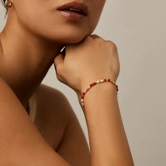 Beaded Gemstone & Pearl Bracelet | 18k Gold Plated/Paloma Pink Bracelets Missoma 