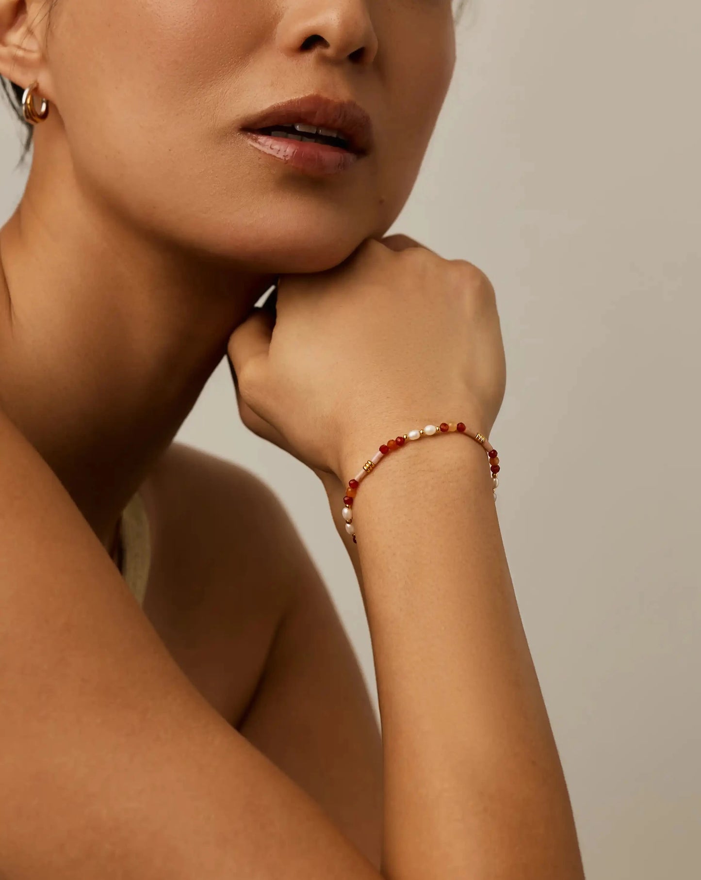 Beaded Gemstone & Pearl Bracelet | 18k Gold Plated/Paloma Pink Bracelets Missoma 