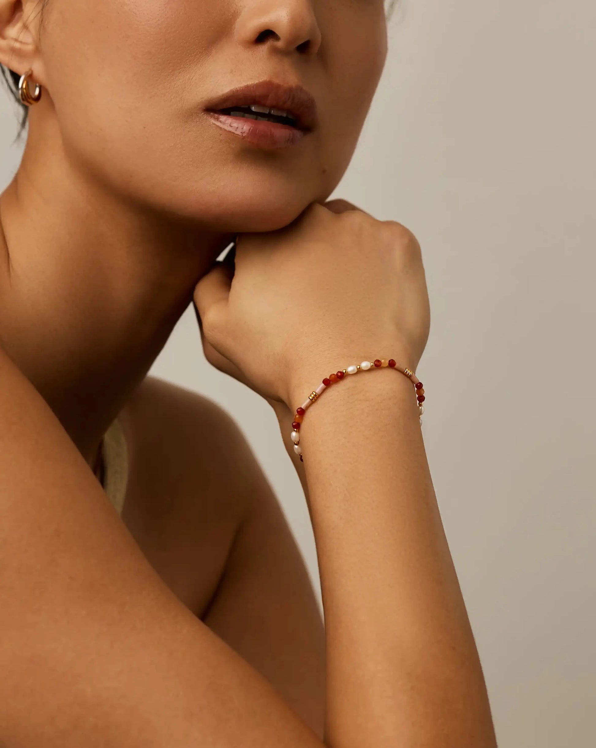 Beaded Gemstone & Pearl Bracelet | 18k Gold Plated/Paloma Pink Bracelets Missoma 