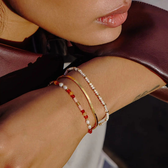 Beaded Gemstone & Pearl Bracelet | 18k Gold Plated/Paloma Pink Bracelets Missoma 