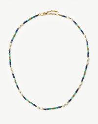 Beaded Gemstone & Pearl Short Necklace | 18k Gold Plated/Lagoon Blue Necklaces Missoma 