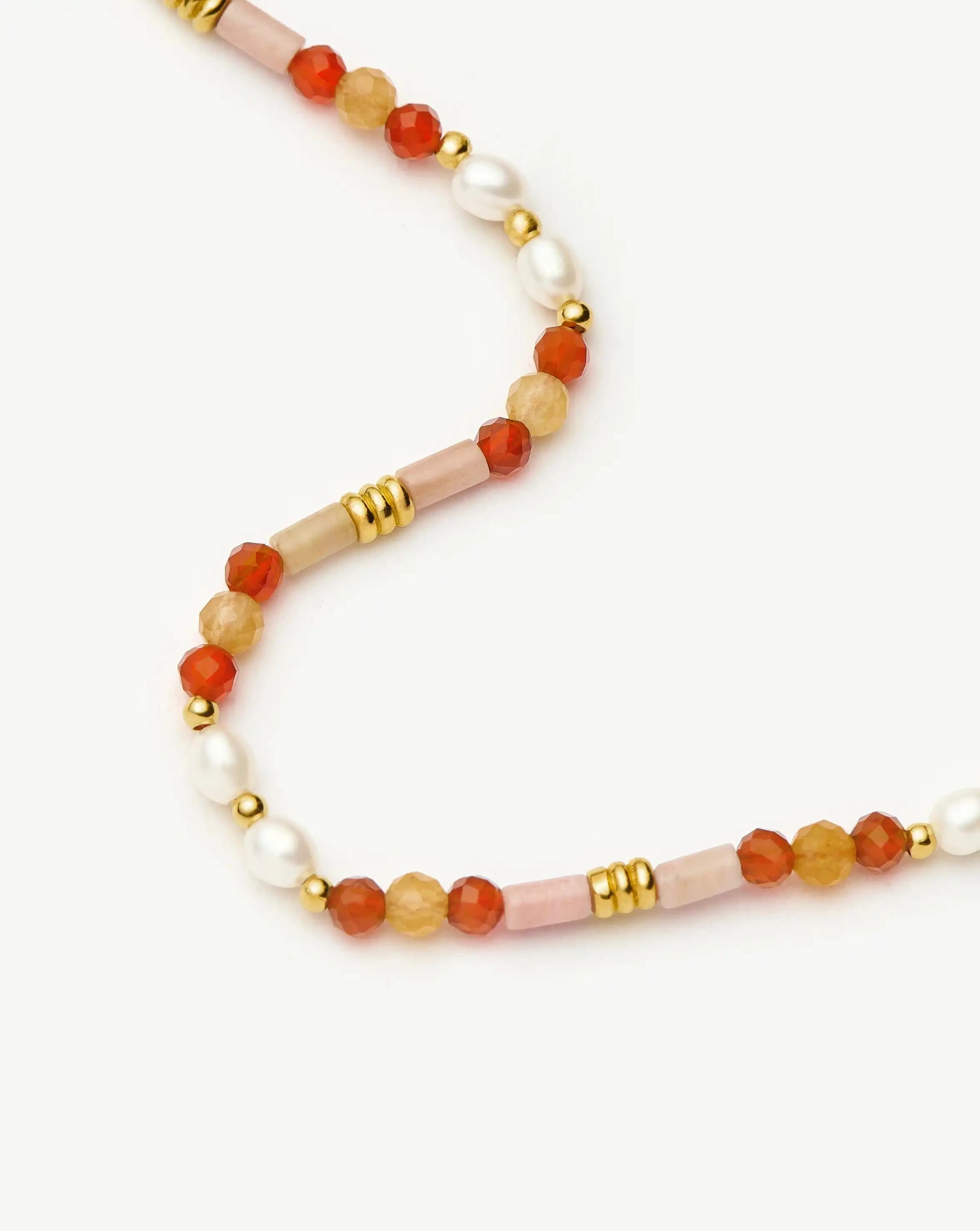 Beaded Gemstone & Pearl Short Necklace | 18k Gold Plated/Paloma Pink Necklaces Missoma 