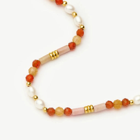 Beaded Gemstone & Pearl Short Necklace | 18k Gold Plated/Paloma Pink Necklaces Missoma 