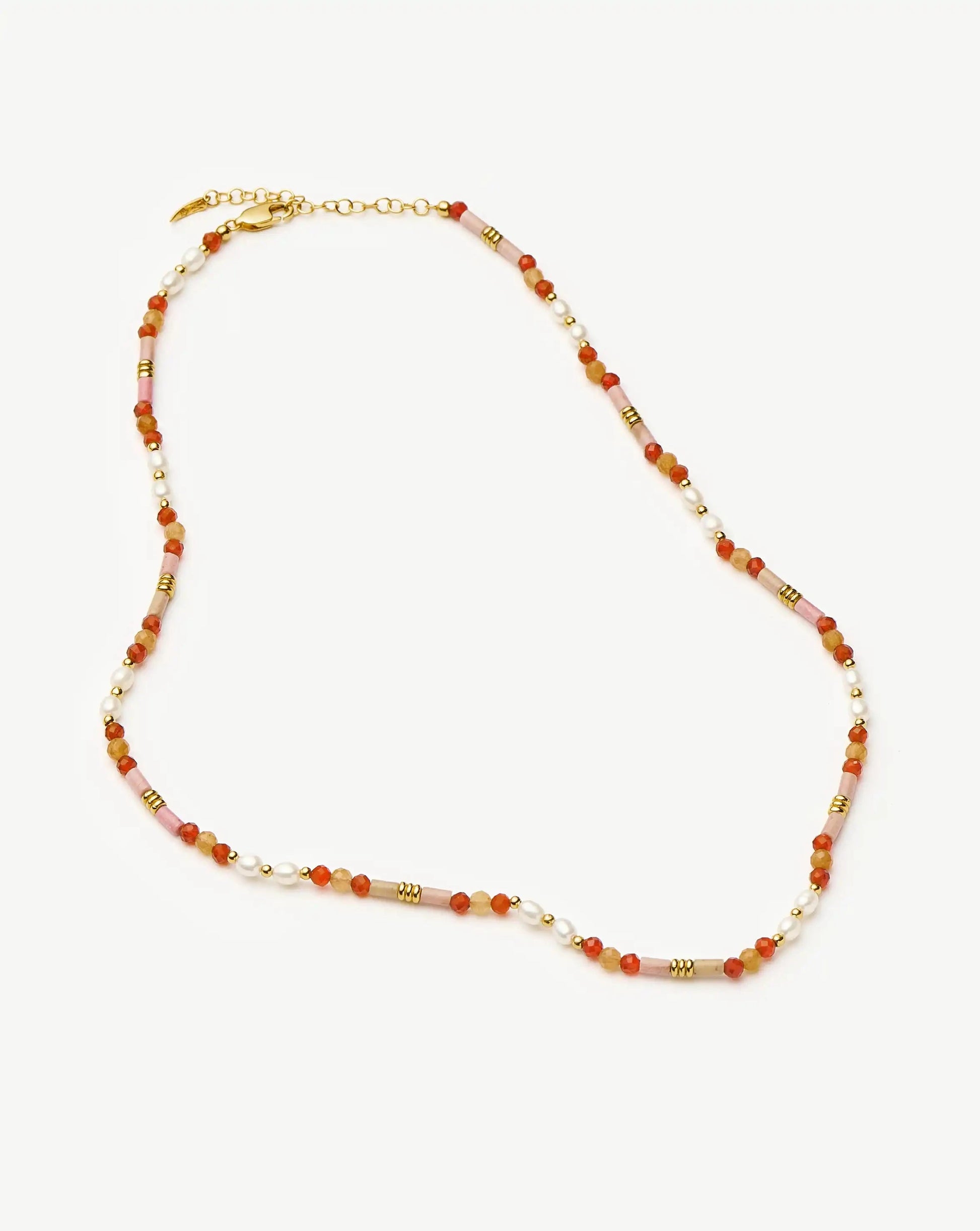 Beaded Gemstone & Pearl Short Necklace | 18k Gold Plated/Paloma Pink Necklaces Missoma 