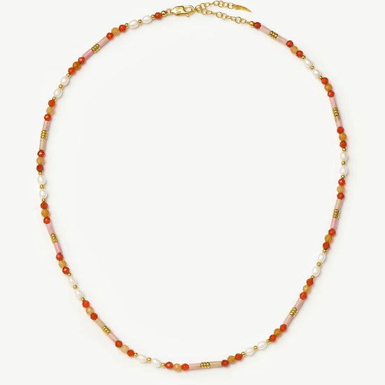 Beaded Gemstone & Pearl Short Necklace | 18k Gold Plated/Paloma Pink Necklaces Missoma 