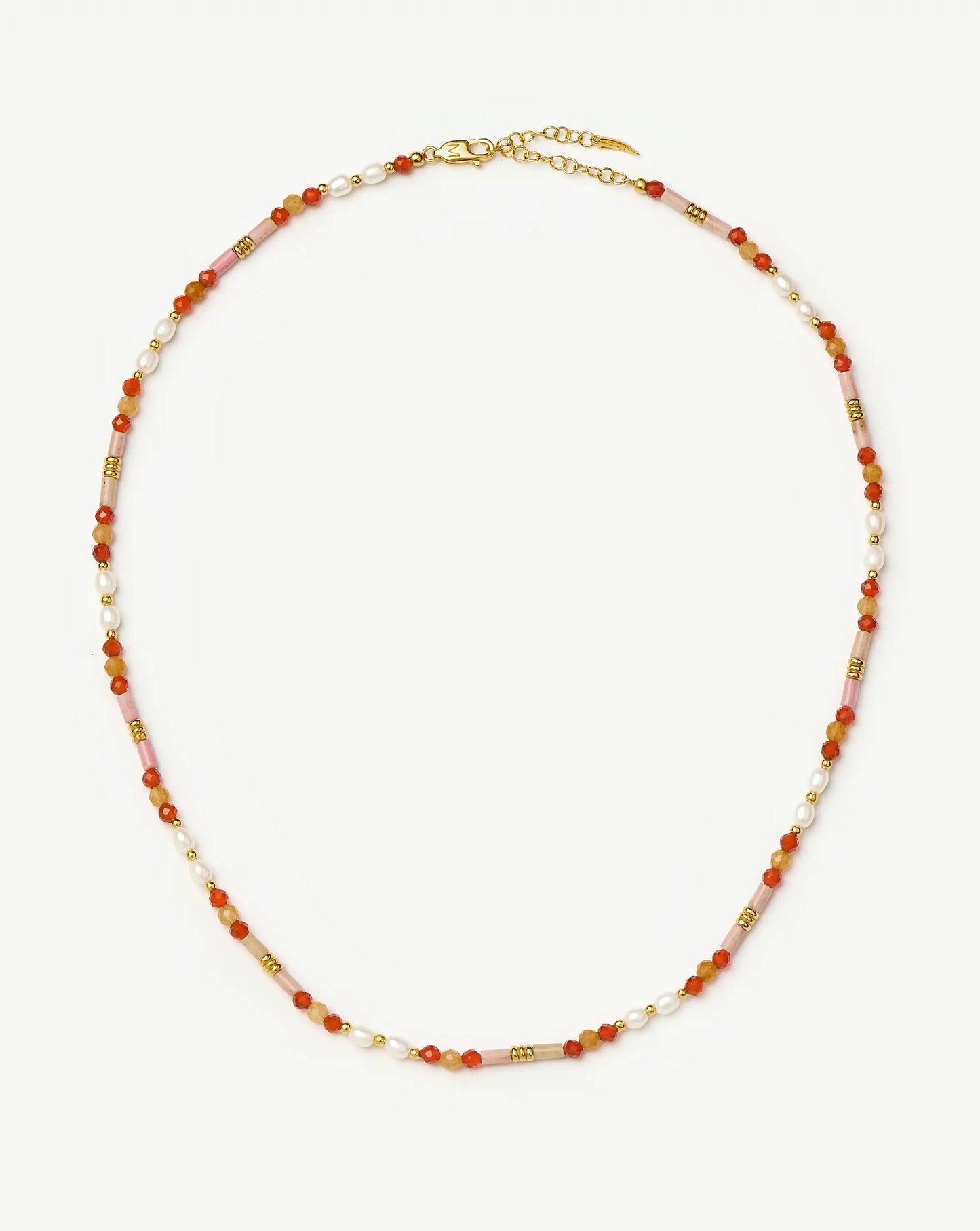 Beaded Gemstone & Pearl Short Necklace | 18k Gold Plated/Paloma Pink Necklaces Missoma 