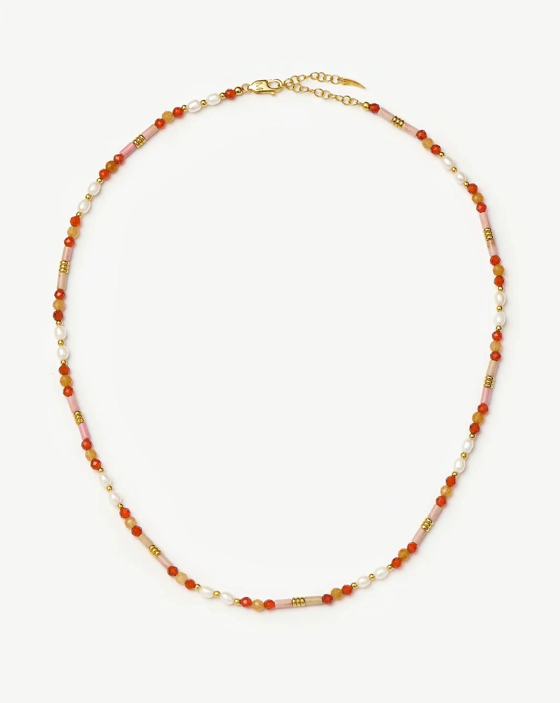 Beaded Gemstone & Pearl Short Necklace | 18k Gold Plated/Paloma Pink Necklaces Missoma 