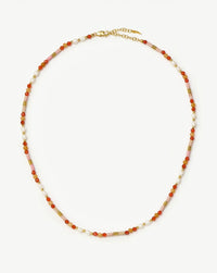 Beaded Gemstone & Pearl Short Necklace | 18k Gold Plated/Paloma Pink Necklaces Missoma 