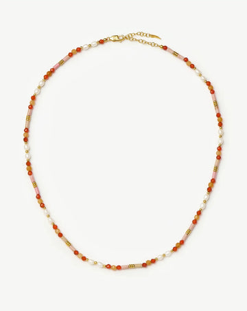 Beaded Gemstone & Pearl Short Necklace | 18k Gold Plated/Paloma Pink Necklaces Missoma 