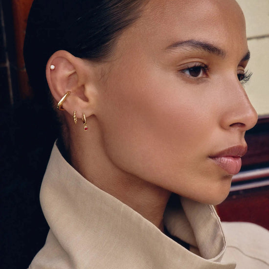 Beaded Mini Hoop Earrings | 18k Gold Plated Earrings Missoma 