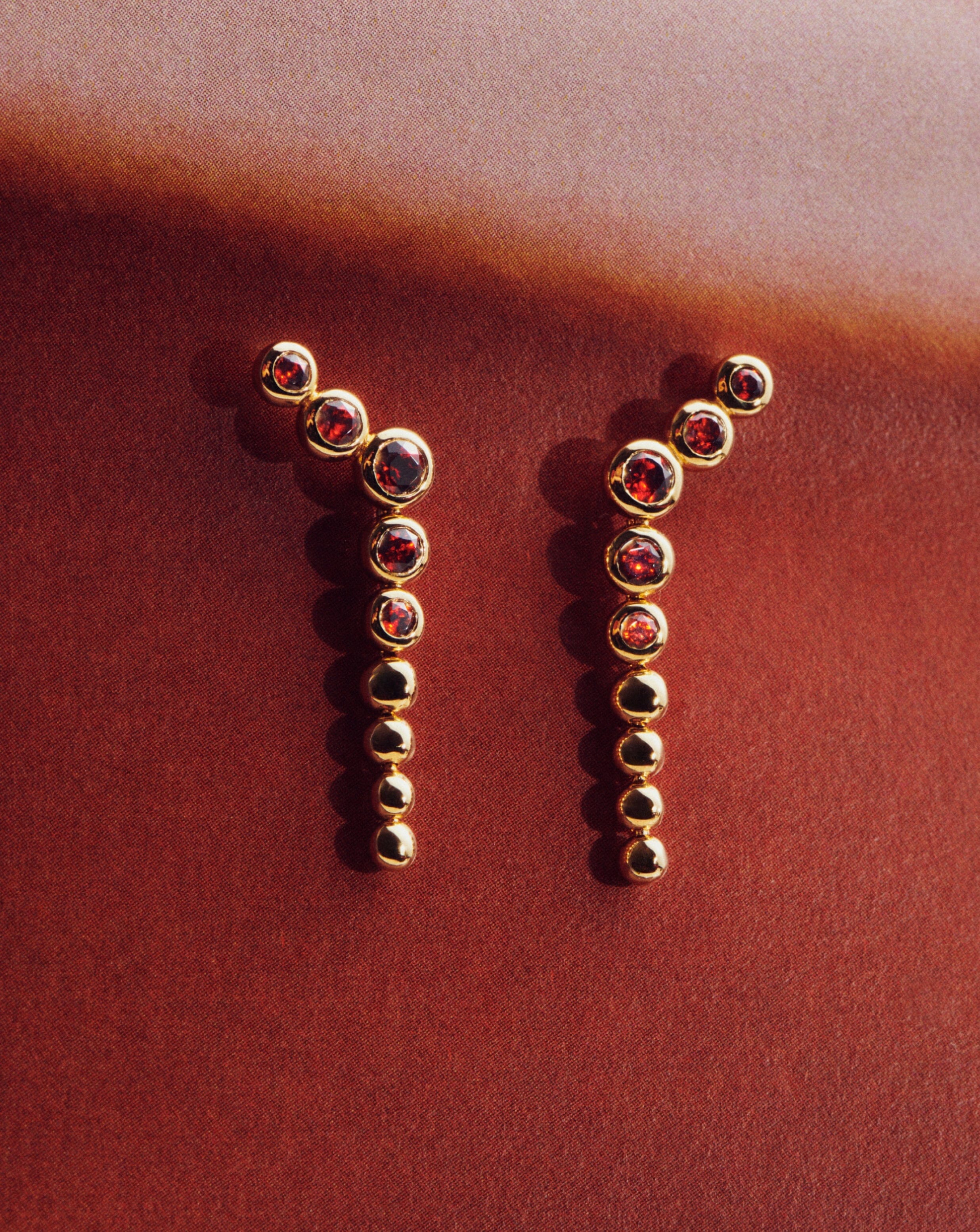 Beaded Red Garnet Drop Stud Earrings Earrings Missoma 