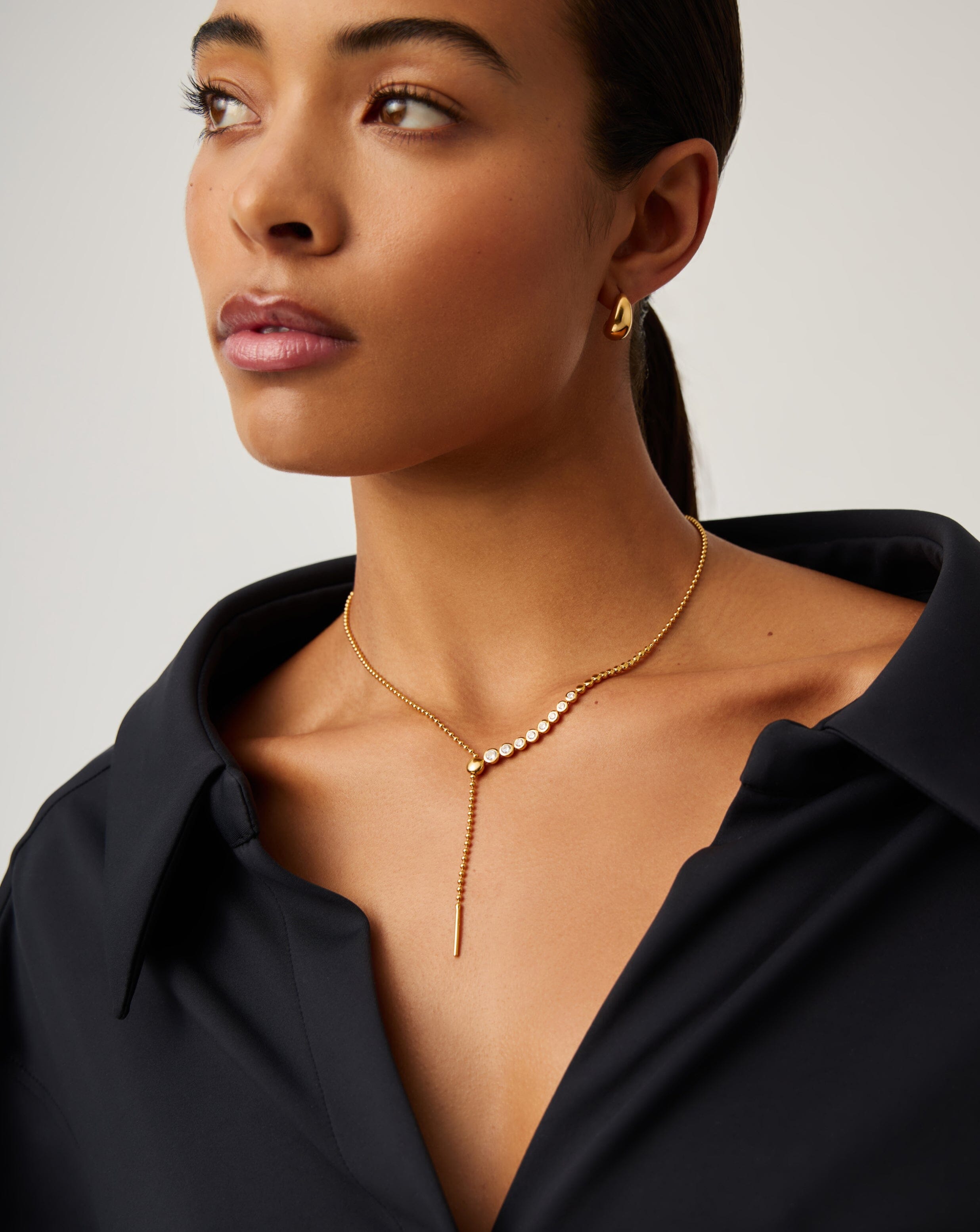 Beaded Stone Slider Lariat Necklace | 18k Gold Vermeil/Cubic Zirconia Necklaces Missoma 