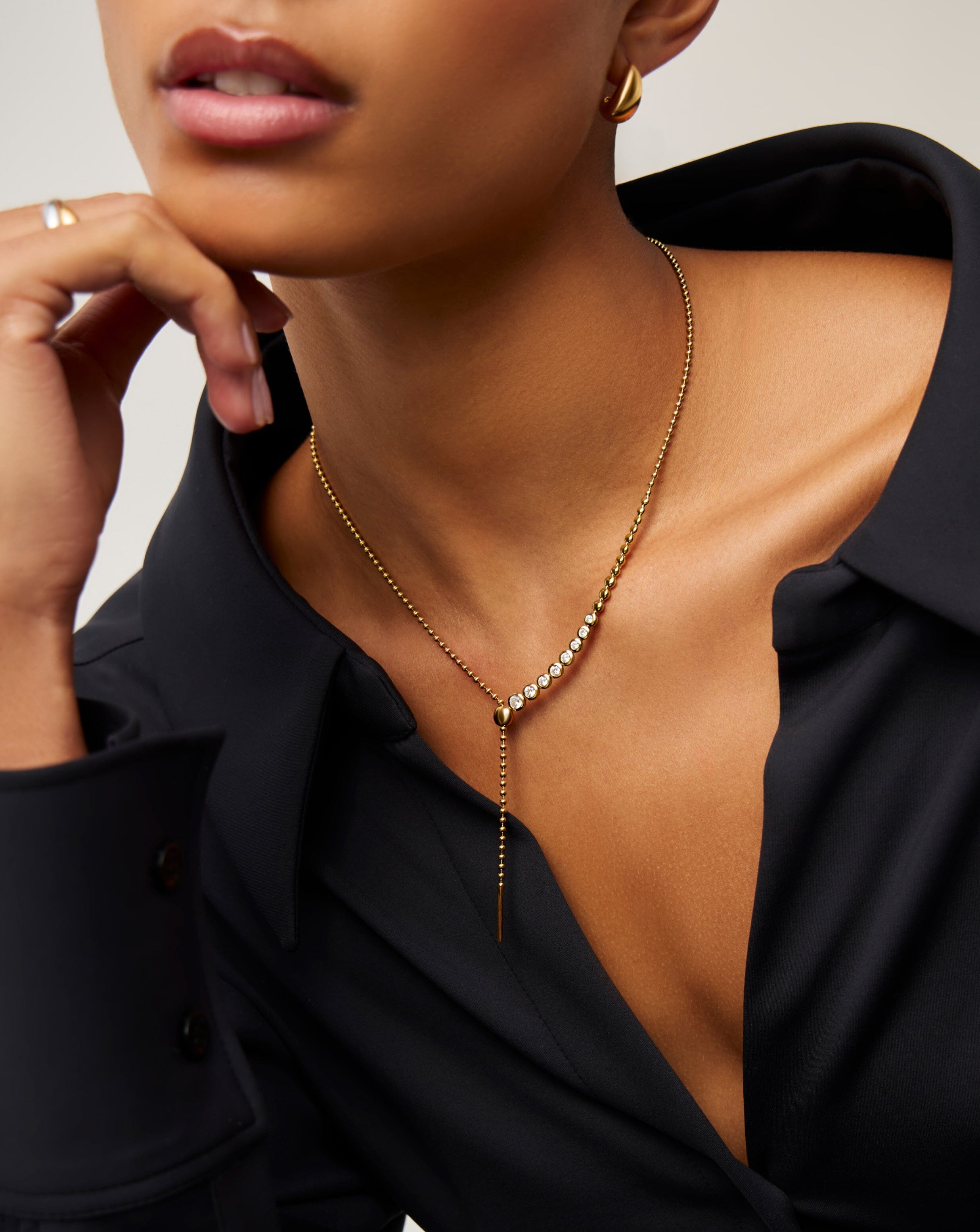 Beaded Stone Slider Lariat Necklace | 18k Gold Vermeil/Cubic Zirconia Necklaces Missoma 