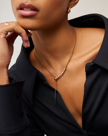 Beaded Stone Slider Lariat Necklace | 18k Gold Vermeil/Cubic Zirconia Necklaces Missoma 