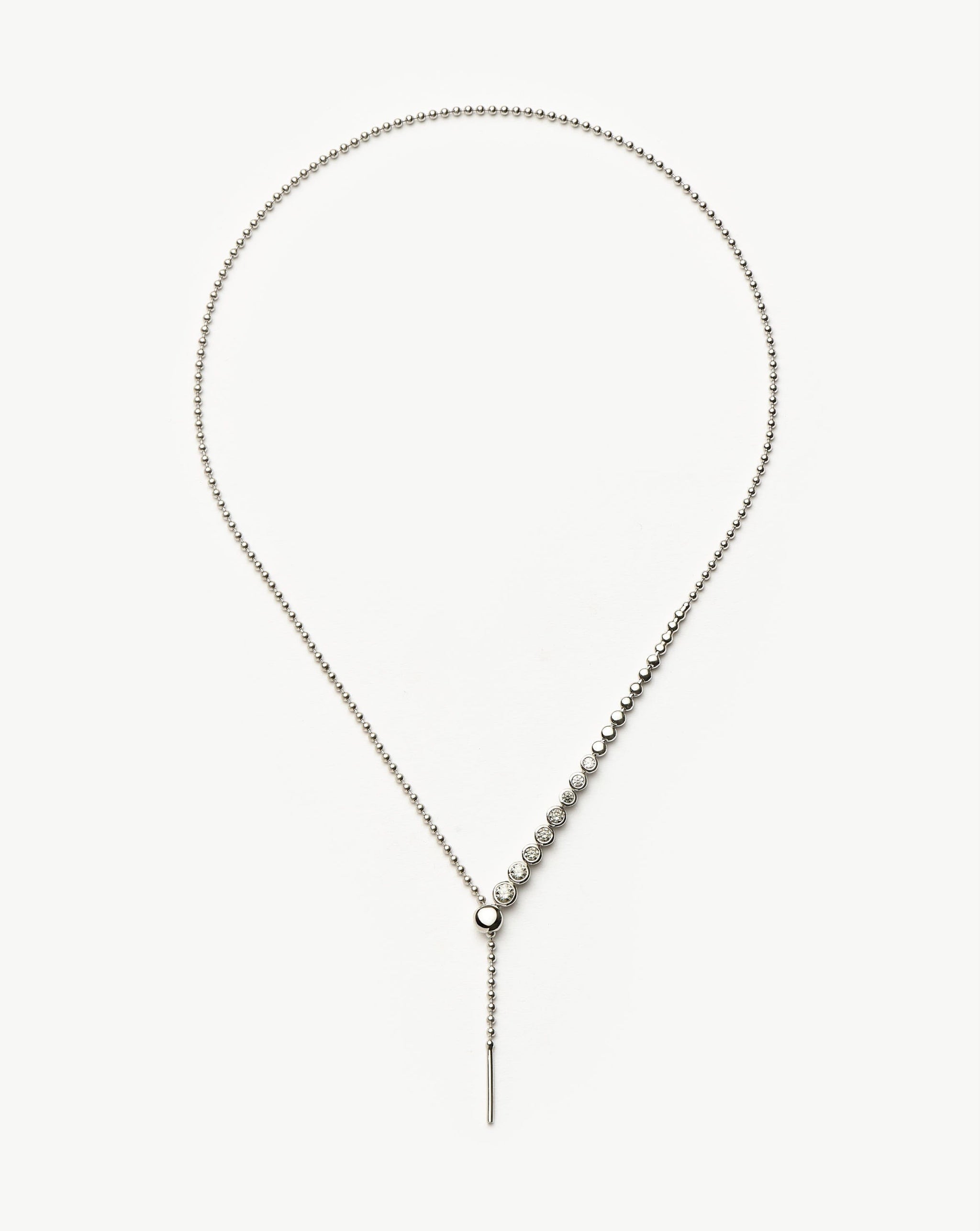 Beaded Stone Slider Lariat Necklace| Sterling Silver Cubic Zirconia Necklaces Missoma 