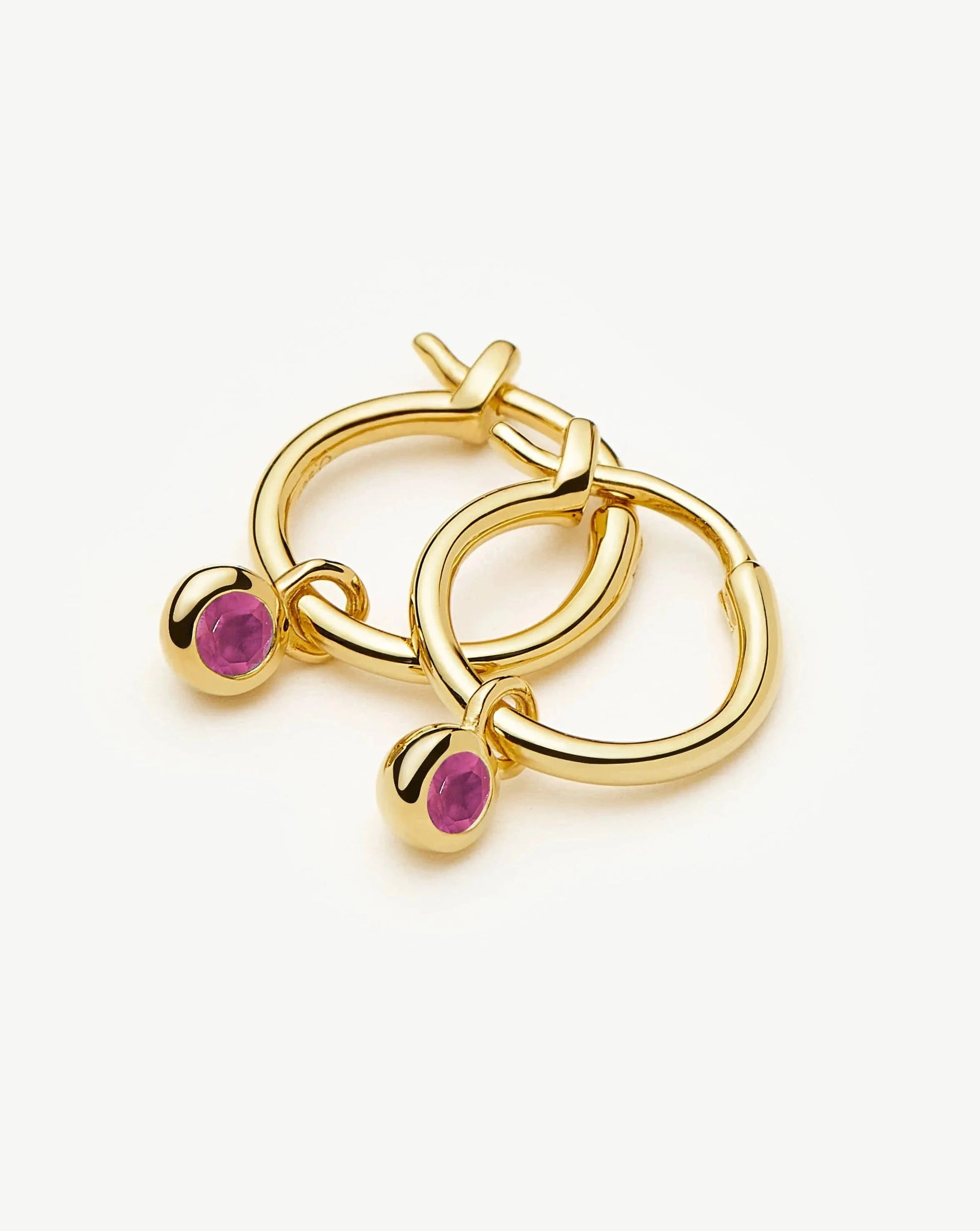 Birthstone Mini Charm Hoop Earrings | 18k Gold Vermeil Earrings Missoma 