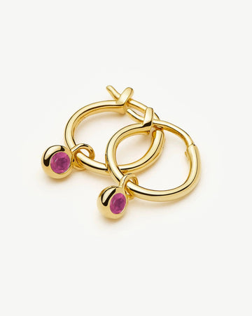 Birthstone Mini Charm Hoop Earrings | 18k Gold Vermeil Earrings Missoma 
