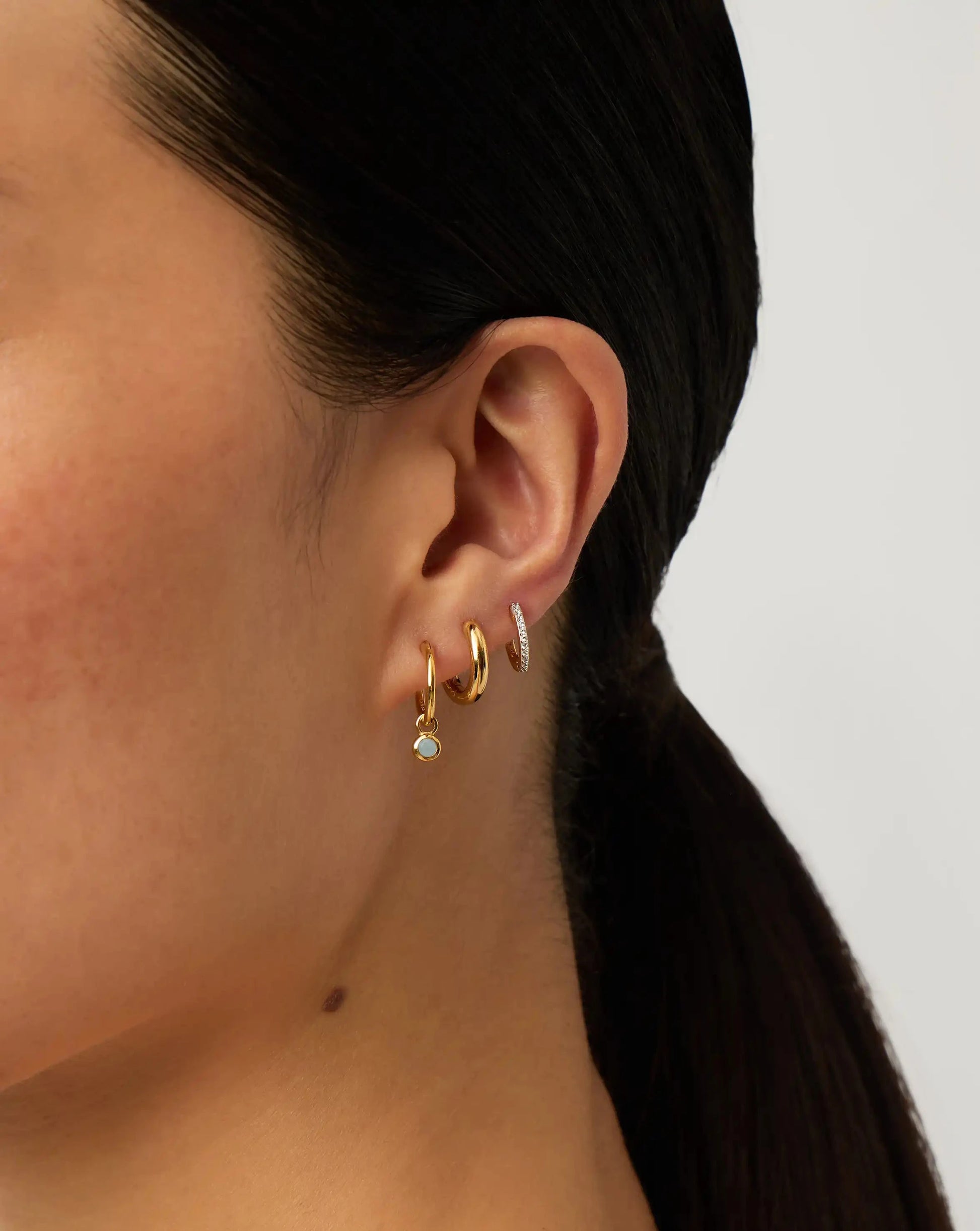 Birthstone Mini Charm Hoop Earrings | 18k Gold Vermeil Earrings Missoma 