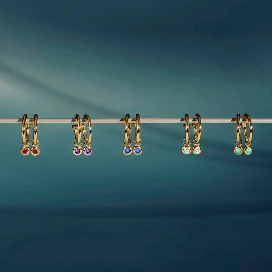 Birthstone Mini Charm Hoop Earrings | 18k Gold Vermeil Earrings Missoma 